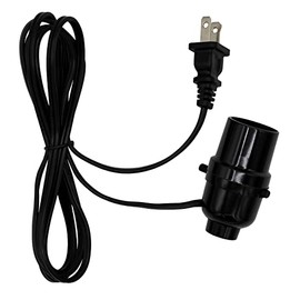 Creative Hobbies Instant Lamp Kit - Push Thru On/Off Medium Base Lamp Socket is Pre-Wired with 6 Foot Lamp Cord with Polarized End Plug (Black)