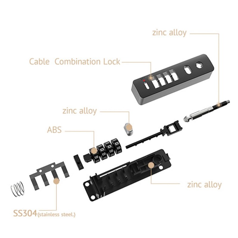 Combination Lock 4-Digit Steel Cable Small Padlock with a Combination