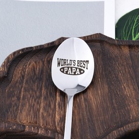 Papa Tea Coffee Spoon Gift for Grandad Grandpa Birthday Christmas Gifts for Papa Grandfather Retirement Gift for Dad Papa Coffee Tea Lover Gifts for Daddy Grandpa Gifts for World's Best Papa Spoon