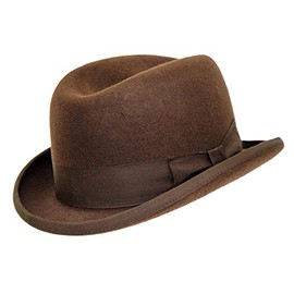 DH Hand Made 100% Wool Hard Top Churchill Homburg Felt Trilby Hat New Brown
