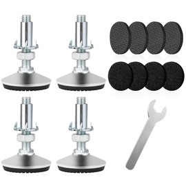Tahikem 4 Set M10 Adjustable Leveling Feet, Heavy Duty Height Adjuster Furniture Leveler Foot With T Nut Bolt, Screw On Cabinet Restaurant Table Chair Self Levelers Leg (2" Base Dia, 2" Thread Length)