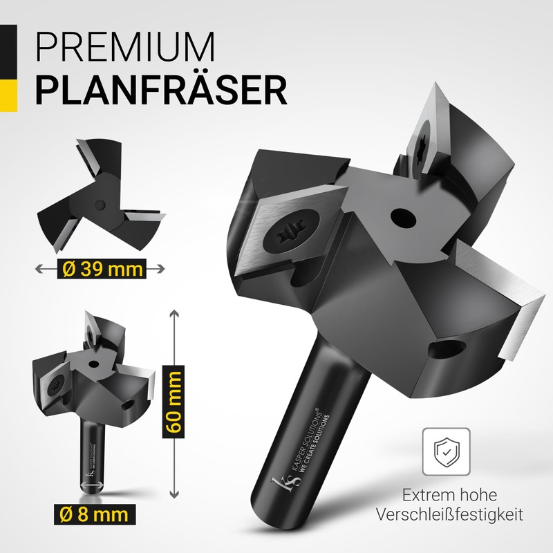 Kasper Solutions® Face Milling Cutter 8 mm Shank - Professional