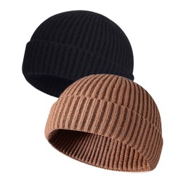 MAIAGO Fisherman Beanie for Men Women, Knit Cuff Beanie Cap Short Beanie Hat, Winter Warm Hats