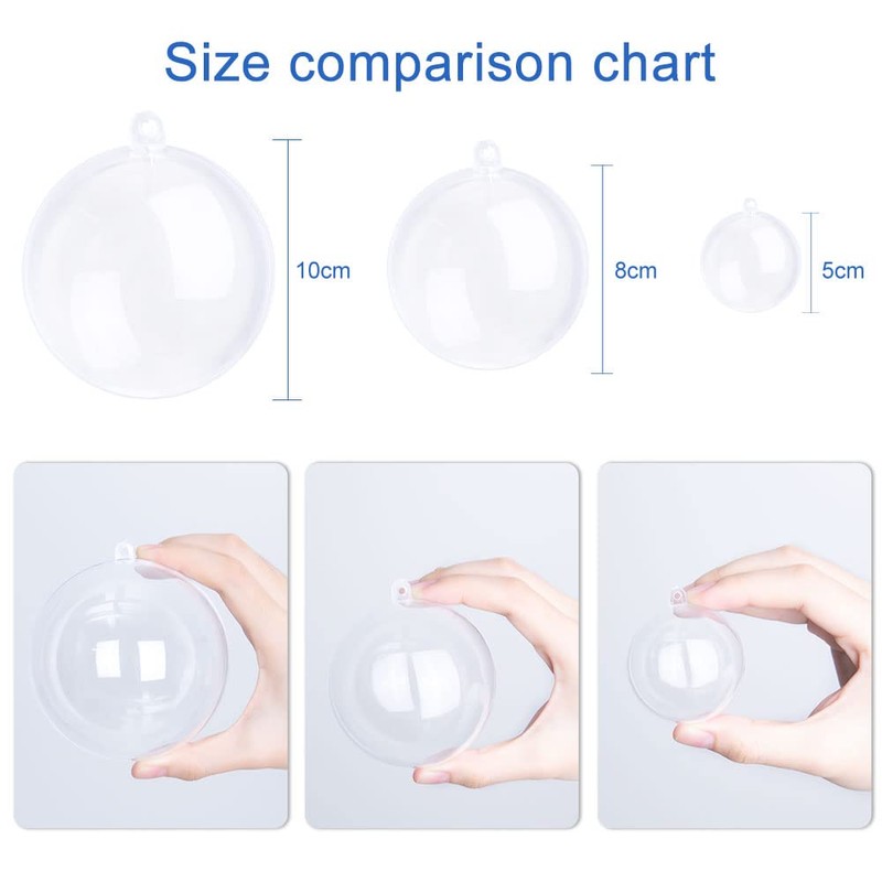 AGM 20pcs Fulfillable Chrismtams Baubles 8cm, Make Your Own Clear