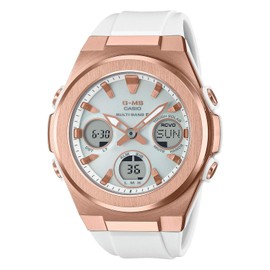 Casio MSG-W600 Series Baby-G Wristwatch, Radio Solar, white/pink gold, Round