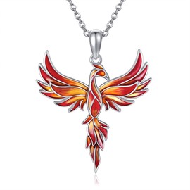 URONE Phoenix Necklace Sterling Silver Rising Phoenix Pendant Necklace Phoenix Jewellery Gifts for Women