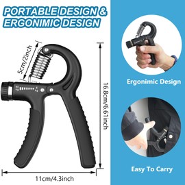 Grip Strengthener, 5-60kg Adjustable Hand Gripper, Forearm Grip Hand Trainer, Hand Squeezer Finger Exerciser For Men Women Musicians, Wrist Gripper, Muscle Building and Injury Recover(2 Packs)