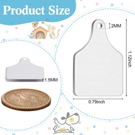 Metal Cow Tags Blank Metal Stamping Blanks Aluminum Tiny Cattle Tag Blank Cattle Ear Tags with Hole for Handmade Number Tag Dog Tag, 0.06 Inch Thick(50 Pieces)