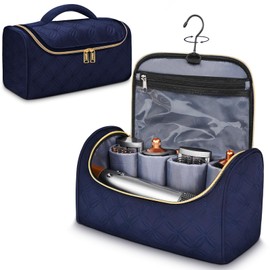 Mancro Mancro Padded Travel Case Compatible with Dyson Airwrap Complete Styler and Attachments, Portable Storage Bag with Metal Hanging Hook for Airwrap All Models, Long Barrel, Hair Curler Accessories, Blue