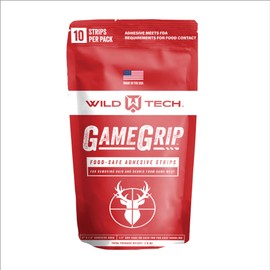 WildTech GameGrip Food-Safe Adhesive Strips (10 Strips per Pack) - for Removing Hair and Debris from Game Meat When Skinning, Field Dressing, or Processing Wild Game Before Placing in Game Bags