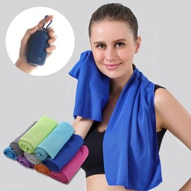 Outdoor Portable Cooling Towel Sports Towel Ice Cool Riding Towel Fitness Towel green/ONE 2ea