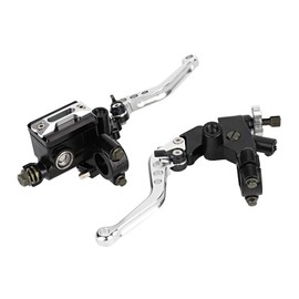 Longzhou 1 Pair Universal Motorcycle Brake Brake Clutch Lever Master Cylinder Brake Clutch Levers Silver