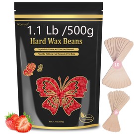Hard Wax Beads for Hair Removal - 1.1lb/17.05oz Waxing Beads for Coarse Hair, Sensitive Skin, Brazilian Bikini,Underarms,Face,Body - Wax Beans Bulk with 20 Wax Sticks At Home Waxing Kit(Strawberry)