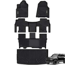OEDRO Floor Mats & Cargo Liner Fit for Jeep Wagoneer 2024-2022 8 Passenger Model, Custom Fit TPE All-Weather Wagoneer Floor Liners & Cargo Mat, Black