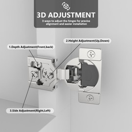 Asidrama 10 Pack 5 Pairs 3/4 inch Overlay Soft Close Cabinet Hinges Satin Nickel Hidden Hinges,105 Degree 6-Ways 3-Cam Adjustment Concealed Stainless Steel Hinges for Kitchen Cabinet Door