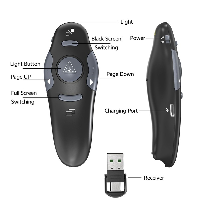 [2 Units] Presentation Clicker with 2 Cases Storage: PowerPoint Wireless