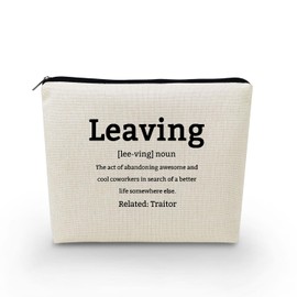 YULUENZE Inspirational Gifts Leaving Definition Makeup Bag Positive Quote Toiletry Pouch with Zipper Birthday Christmas Retirement Farewell Gift for Women Coworkers Friends BFF