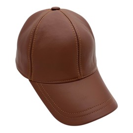 Real Leather Baseball Cap | Stylish Adjustable Hat for Men & Women | Premium Quality 100% Sheep Leather, Seasons (CA/US, Alpha, One Size, Brown)