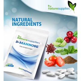 naturesupplies D-mannose 1000mg Tablets, 120 Pack - Vegan Friendly - Premium Coated High Strength Tablets Easy To Swallow, Natural Ingredients In Our Dmannose Supplements