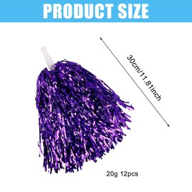 Pack of 12 Cheerleading Pom Poms, Sports Pompoms, Cheers Ball Pompoms, Cheerleader Pompoms for Sports Events, Ball Games, Dances, Carnival Parties, Purple