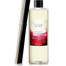 LOVSPA Reed Diffuser Oil Refill/Holiday Red Currant & Woods, Large 8oz + 2 Sets of Replacement Sticks, Aroma Therapy Essential Oils, Home Fragrance, Scented Oils for Reed Diffusers, Made in The USA