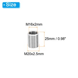 PATIKIL Thread Adapters Sleeve Reducing Nut, 2 Pcs M20xM16x25mm Male to Female Repair Insert Nut Screw Reducer Conversion Stainless Steel Fastener, Silver Tone