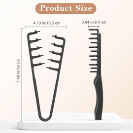 ROMANVIC Texture Comb,Texturising Comb Styling Hair,Wide Tooth Combs Charming Volume Hair Styling Tool,Seam Cover Pony Combs, for Man Bangs Hairdressing (Black)