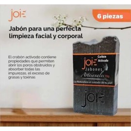 Jabón Artesanal Vegano De Carbón Activado  Vegan Handmade Activated Charcoal Soap, 6-Pack                                                             
