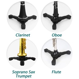 Portable Tripod Stand with Protective Pad for Woodwind Instruments, Brass Instruments Foldable Anti-Slip Sturdy Holder Trumpet Clarinet Flute Oboe