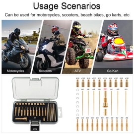 Windance 30pcs Carburetor Main Slow Jet Injection Nozzle Emulsion Tube Nozzle Holder Kit Fit for CVK PWK PWM/PE 26/28, Brass Nozzles Modified Kit (30 Hole)