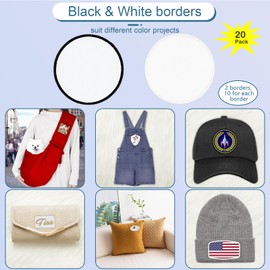 iFForce Sublimation Blanks Patches - 40 PCs Large Iron-on Patch with Black Border - Upgraded Strong Adhesive Badges for DIY Hats Backpack T-Shirt Project (Round)