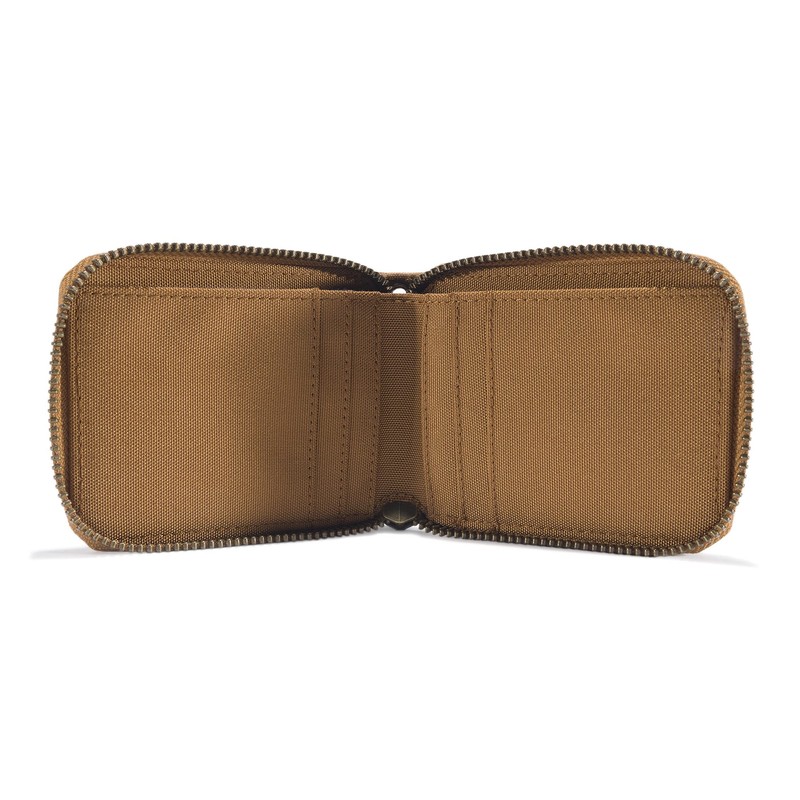 Carhartt Men's Casual Canvas Zip, Durable Zippered Wallets, Brown, One