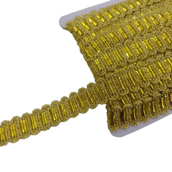 Metallic Braid Trim, Light Gold Gimp Braid Trim, Glitter Sequin