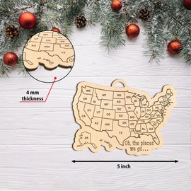 US Travel Map Christmas Ornament, DIY Custom US Travel Check Off Map Ornament, United States Travel Adventure, 50 States Bucket List Adventures, Traveling Memory, Gift for Travel Lovers, Travellers