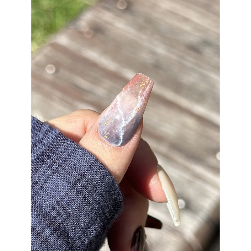 Mocha Glaze Handmade Nail Tips - Coffin / 모카 글레이즈
