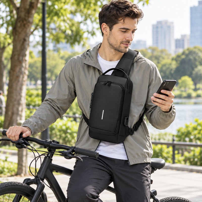 Anti-Theft Chest Bag with Combination Lock & USB Port –