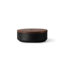 HMM Pencil Sharpener - Manual Handheld Sharpener & Pencil Holder for Desk, Office & Classroom, Easy to Clean, Magnetic Lid, Walnut Wood & Black Aluminum