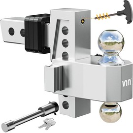 VNN Adjustable Trailer Hitch with 10-Inch Drop – Dual-Ball (2" & 2-5/16") Hitch for 2-Inch Receiver, 15,000 lbs GTW, Heavy-Duty Ball Mount – Silver - Size: 6 Inch Drop Hitch