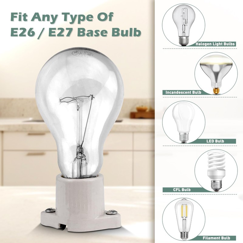 Surface Mount Light Socket,E26 Medium Screw Porcelain Light Socket,Cleat Light