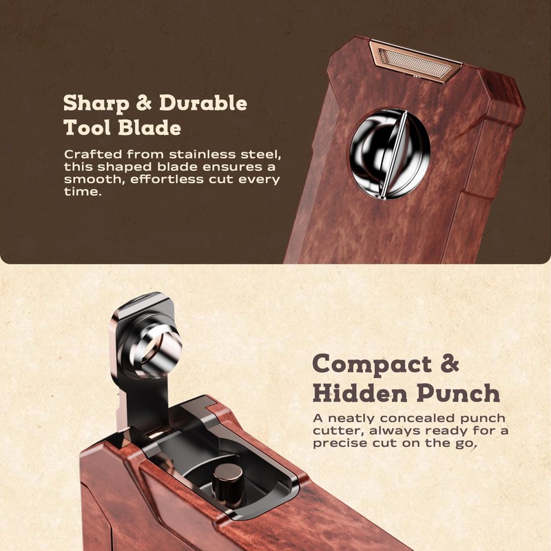 5-in-1 Torch Lighter with Cutter, Holder, Punch, Draw Enhancer Tool,