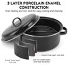 Black Enameled Steel Round Roaster Pot with Iron Lid and