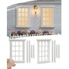 iLAND Dollhouse Windows Classic White Square Grid Frame w/Acrylic Panels,