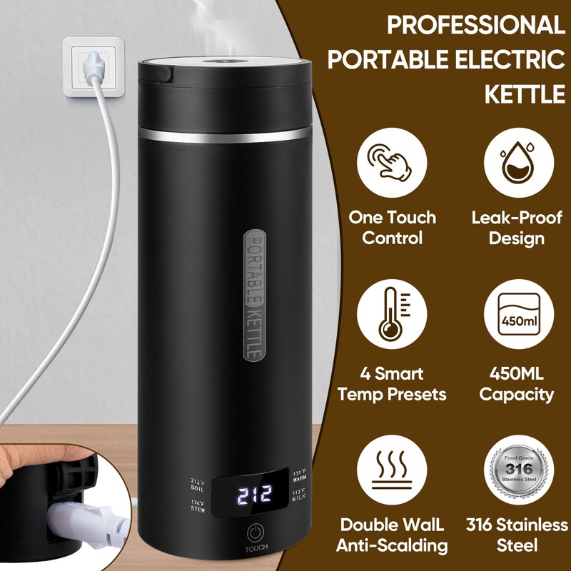 Travel Electric Kettle Portable Small Hot Water Boiling Tea Coffee
