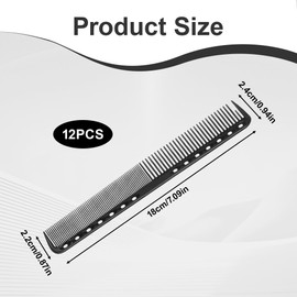 Carbon Fine Cutting Comb Set, 12 Pieces