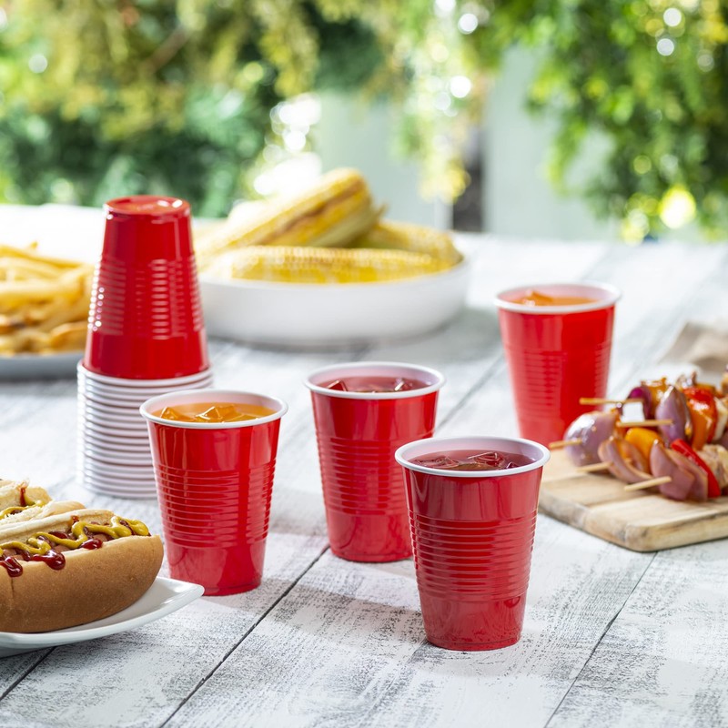 [50 Pack - 9 oz.] Disposable Party Cups Red Drinking
