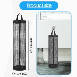 WY LIGHTING LEVEL Plastic Bag Holder, 4 Pcs Wall Mount Grocery Bag Holder Reusable Mesh Hanging Storage Bag Dispenser Trash Bag Organizer Shopping Bag Holder for Home Kitchen Camper - Black