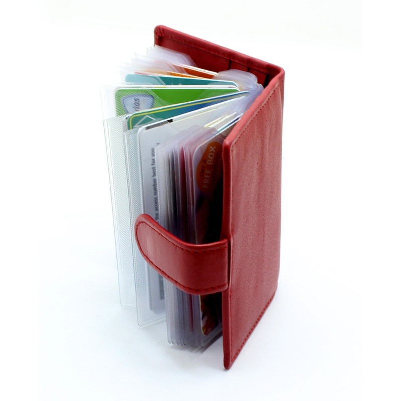 RAS Mens Womens Small Leather 24 Credit Cardholder with Popper