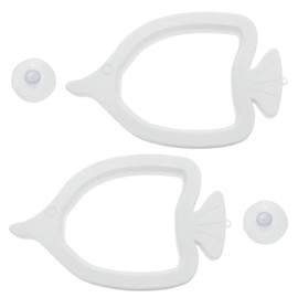 Dsjnf White Fish Feeding Ring Aquarium Fish Tank Mariculture Fishes Floating Feeder Feeding Ring for Fish Tank Fish Feeding Ring Circular with Sucker 2PCS