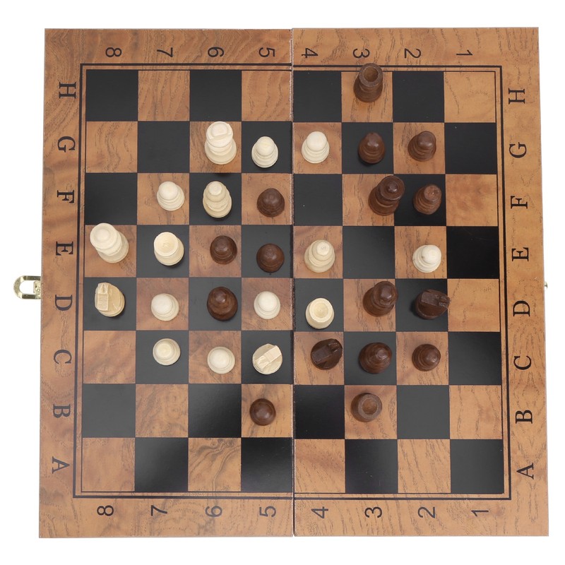 3 in 1 MultiFunctional Folding Wooden Chess Checkers Board Game