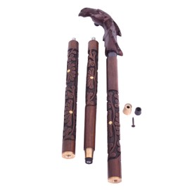 Shaan Nautical Walking Cane for Men, Women, Brass Handle knob Bird Cane, Mystic Raven Walking Stick, Gothic Swagger Cane, Black Wooden Cain for Men, Hardwood